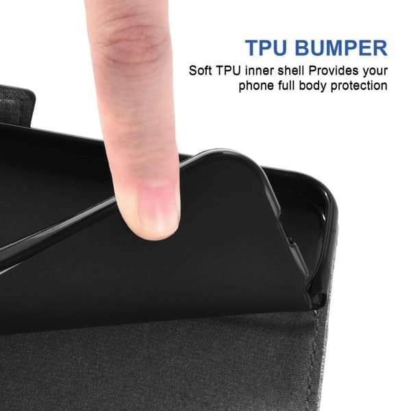Samsung Galaxy S26 Ultra Plånboksfodral Konstläder Jean Textur - Grå