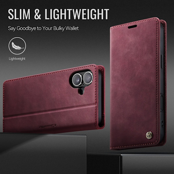 Caseme iPhone 17 Plånboksfodral RFID Blocking 033 Series - Röd Röd