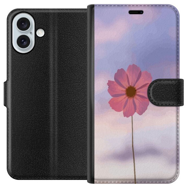 Plånboksfodral till Apple iPhone 16 Plus med Rosa blomma