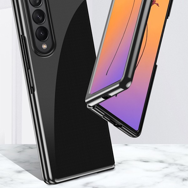 Galaxy Z Fold 4 Skal Plating Metallic Frame - Blå Blå