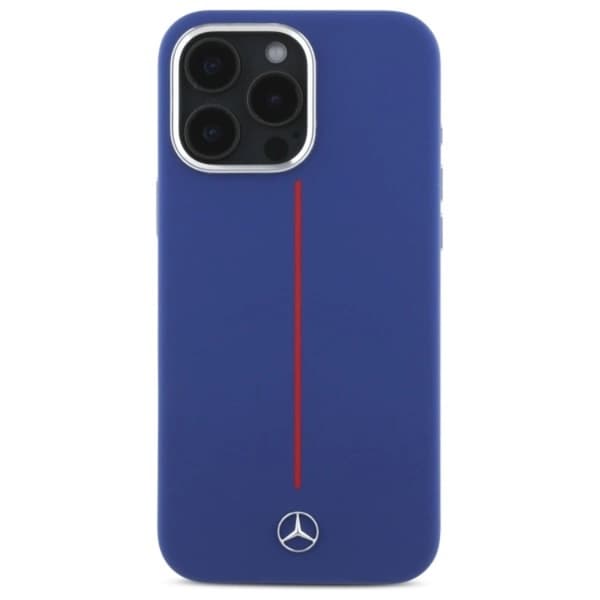 Mercedes telefontaske til iPhone 16 Pro Max MagSafe silikone rød stribe - blå Blå