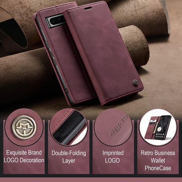CASEME 013 Series Google Pixel 8 Pro Plånboksfodral Konstläder Röd