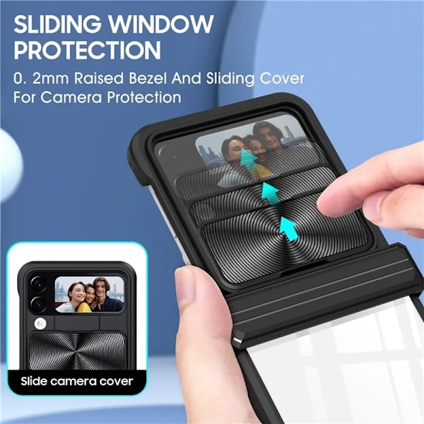 Galaxy Z Flip 4 Mobilskal 360 Kamera Slider - Svart Svart