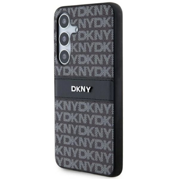 DKNY Galaxy S24 Plus Mobilskal Läder Mono Stripe & Metal Logo Svart