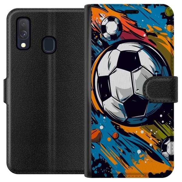 Pung etui til Samsung Galaxy A40 med Fodbolde