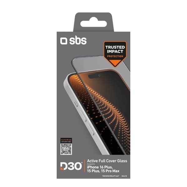 SBS iPhone 16 Plus/15 Plus Härdat Glas Skärmskydd D30 - Svart Svart