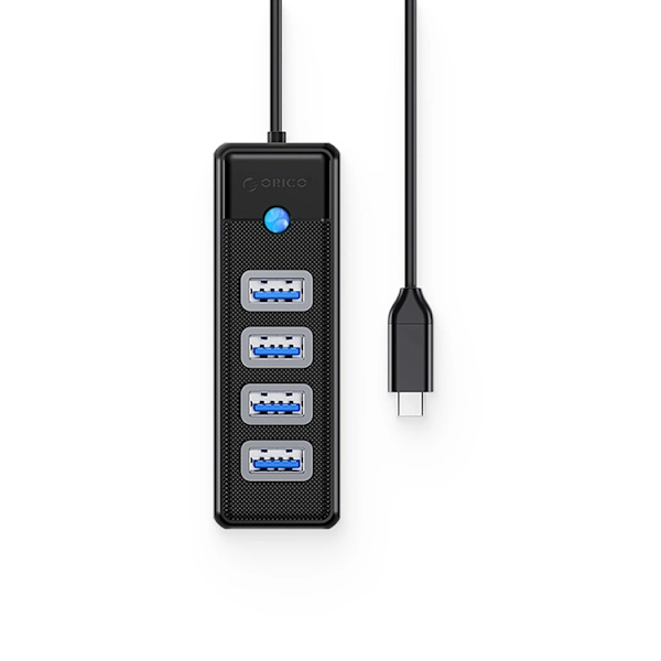 Orico Hubb 4xUSB-A 3.0 USB-C 15cm - Svart