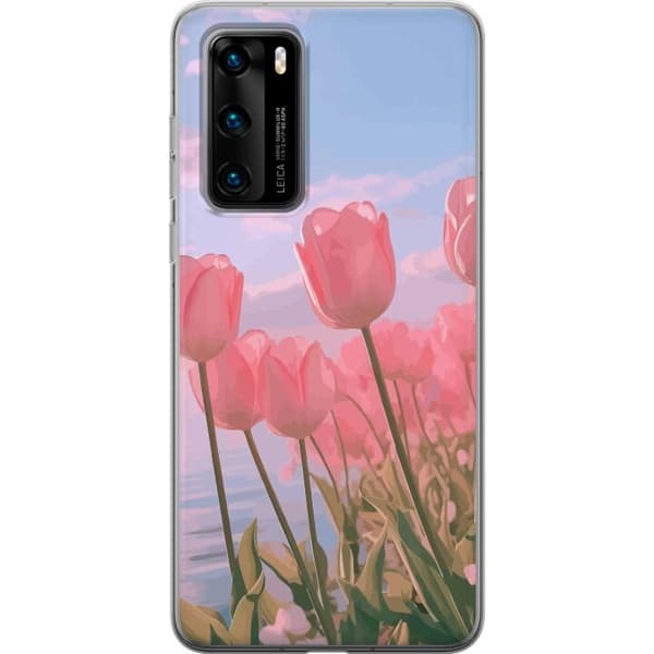 Mobilskal till Huawei P40 med Rosa Tulpaner