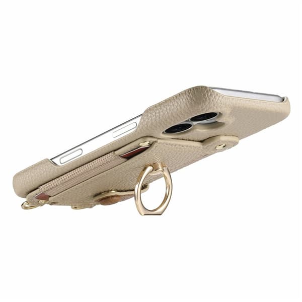 Mobilskal till iPhone 17 Pro Max med Korthållare Ring Kickstand - Khaki Beige