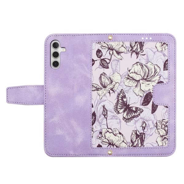 Mobilskal till Samsung Galaxy S26 Plus PU Läder Blommönster - Lila