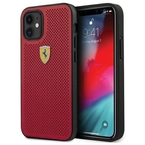 Ferrari Case Cover iPhone 12 mini 5,4 "OnTrack rei'itetty punainen Red