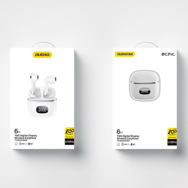 Dudao TWS In-Ear 5.3 Bluetooth Trådlös Hörlurar - Vit Vit