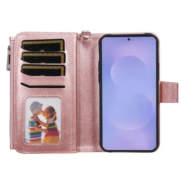 Plånboksfodral för Samsung Galaxy S26 Plus Magnetiskt Konstläder - Roséguld