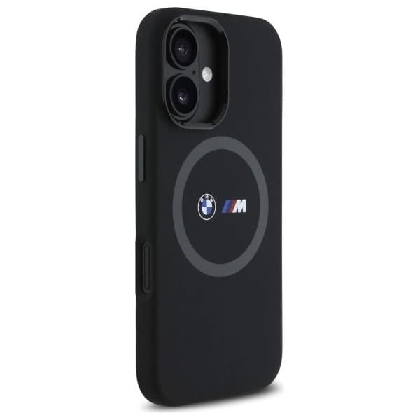 BMW telefontaske til iPhone 16 MagSafe silikone trykt ring - sort Black