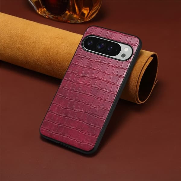 Mobilskal till Google Pixel 10 Pro XL Crocodile Texture - Röd Röd