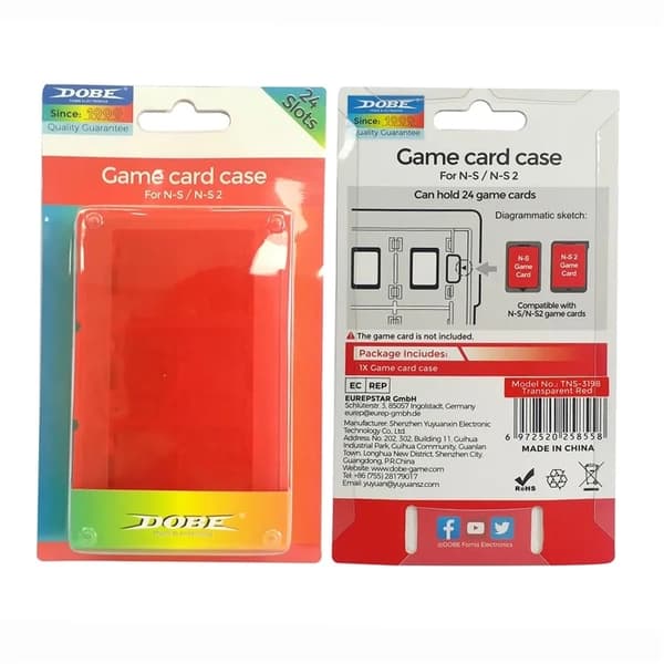Dobe Nintendo Switch 2 Fodral för Game Card - Röd