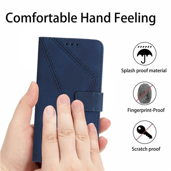 Sony Xperia 1 VII Plånboksfodral Skin Touch Lines Imprinted Blå