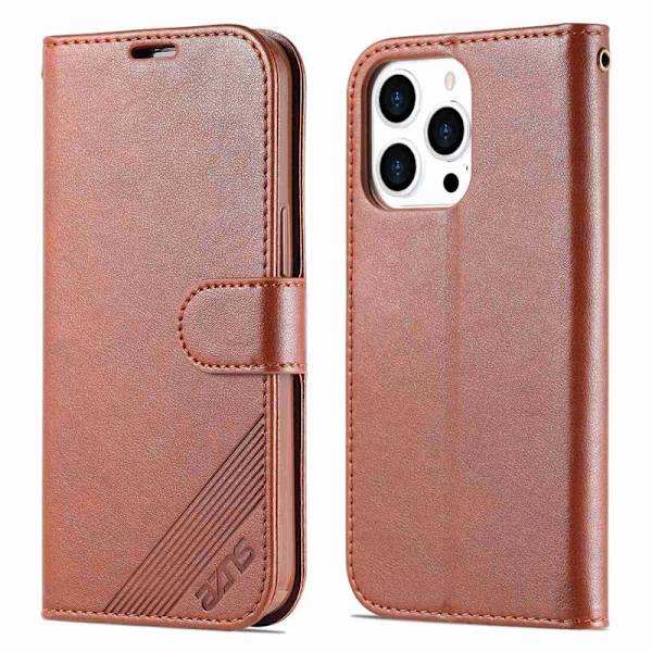 AZNS Flip Plånboksfodral iPhone 14 Pro Konstläder - Brun