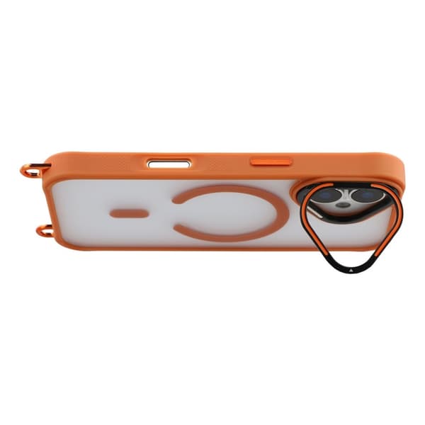 Mobilskal till iPhone 17 MagSafe med Justerbart Axelband Kamerastativ - Orange
