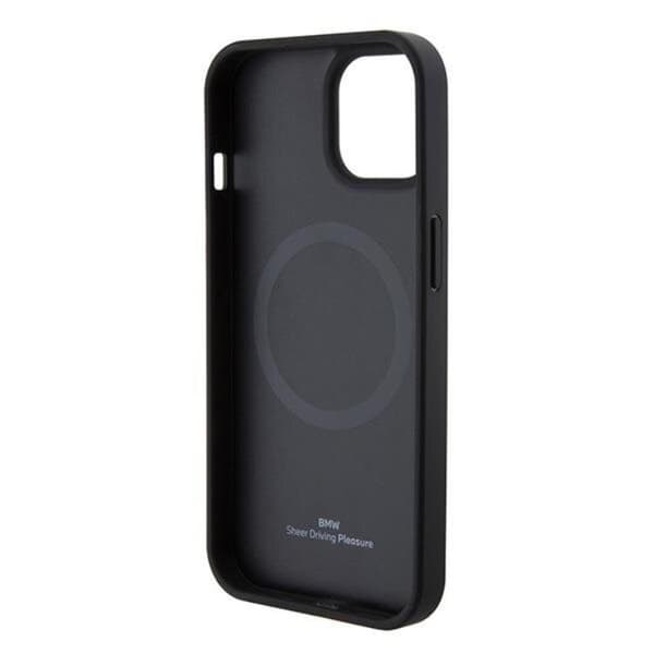 BMW iPhone 15 Mobilskal Magsafe Læder Hot Stamp - Sort Black
