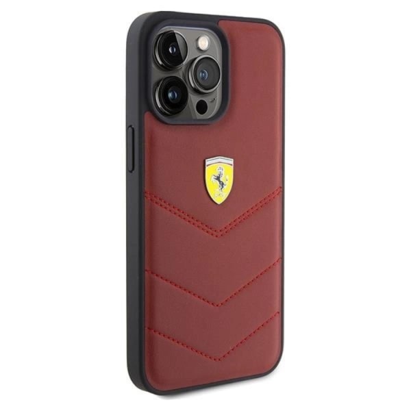 Ferrari iPhone 15 Pro Max Mobilskal Läder Stitched Lines