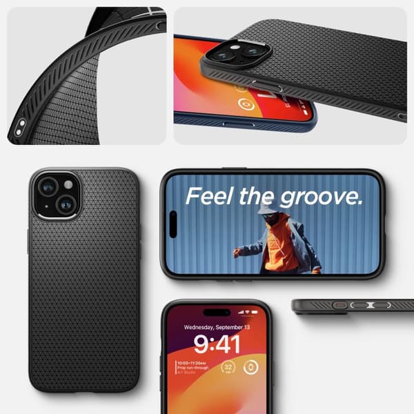Spigen iPhone 15 Plus -kuori Liquid Air - Mattamusta Svart