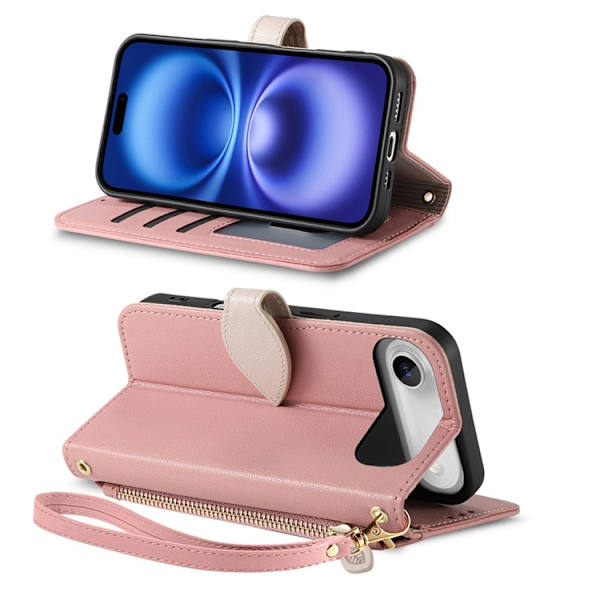 iPhone Air Plånboksfodral Leaf Magnetiskt Spänne Konstläder Roséguld