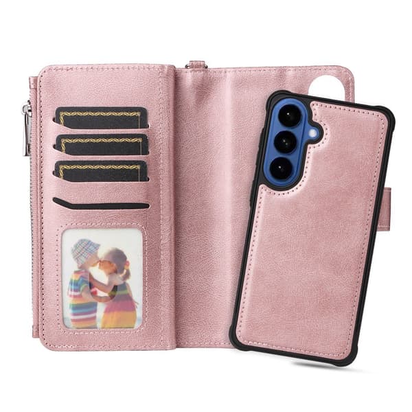 Plånboksfodral för Samsung Galaxy S26 Plus Magnetiskt Konstläder - Roséguld