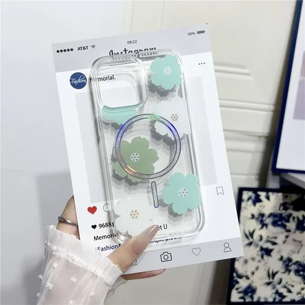 Mobilskal till iPhone 16 Pro MagSafe Laser Floral Grön