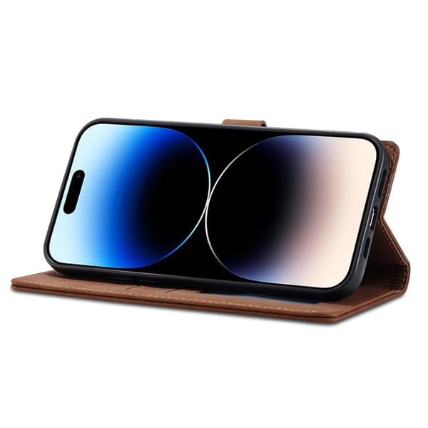 FORWENW F1 Series iPhone 14 Pro Max Plånboksfodral Konstläder - Brun