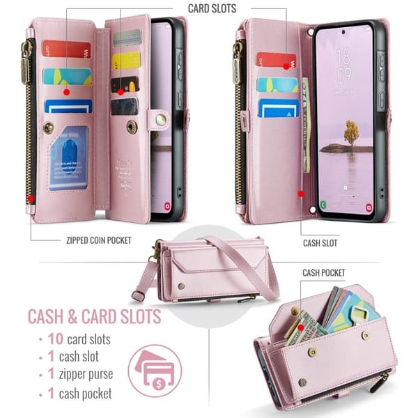 CASEME Plånboksfodral Konstläder för Samsung Galaxy A17 5G/4G - Rosa