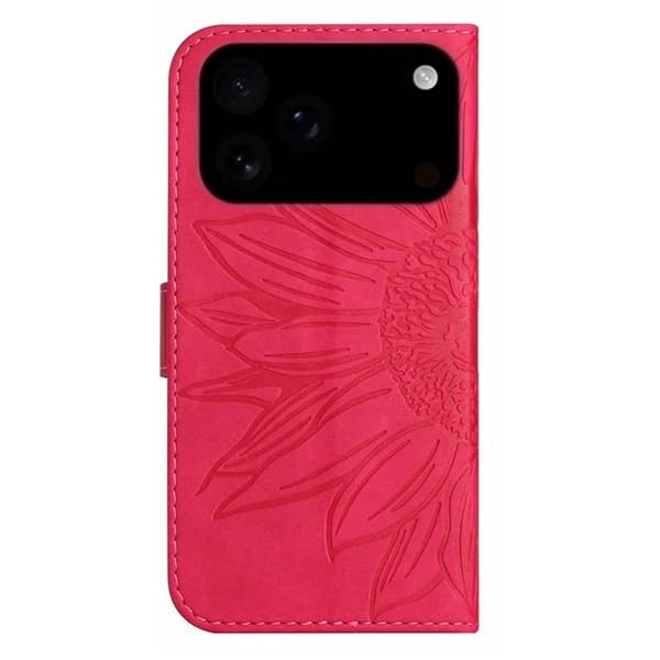 iPhone 17 Pro Max Konstläder Plånboksfodral Sunflower Imprint - Rosa Rosa