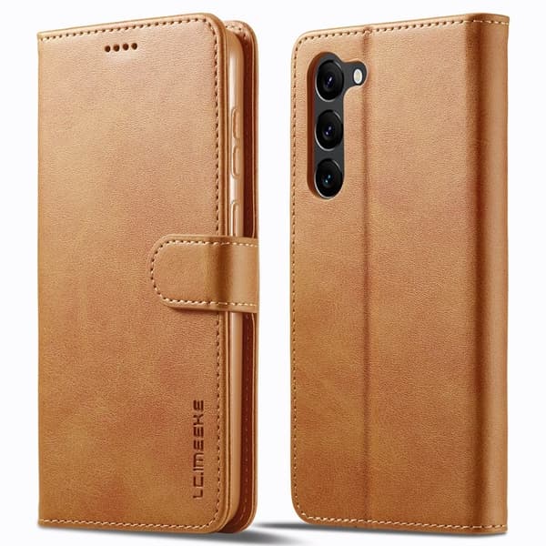 LC.IMEEKE Samsung Galaxy S23+ Plånboksfodral Konstläder - Ljusbrun