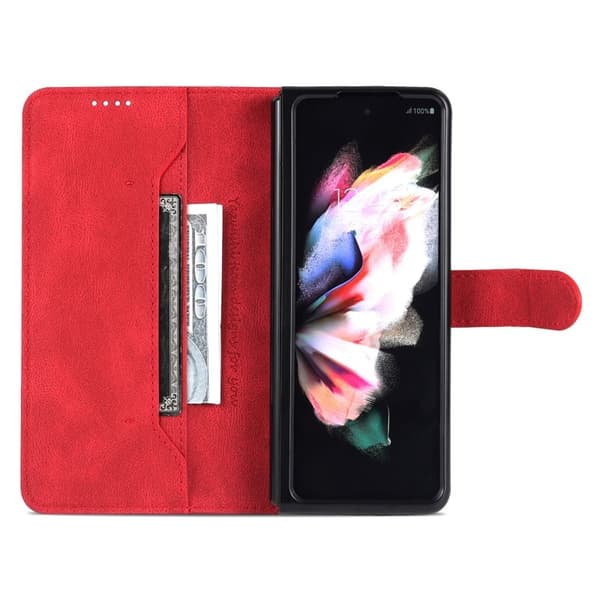 AZNS Samsung Galaxy Z Fold6 5G Plånboksfodral Konstläder - Röd