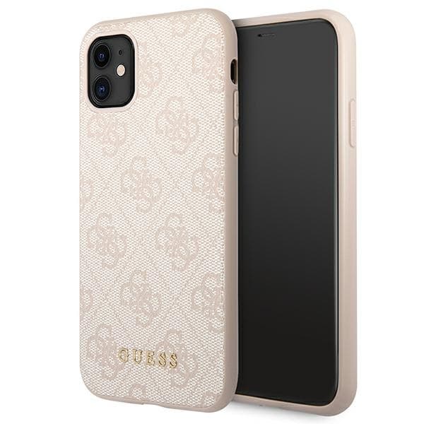 Guess Telefontaske til iPhone 11 Pink MagSafe 4G Metal Logo - Guld