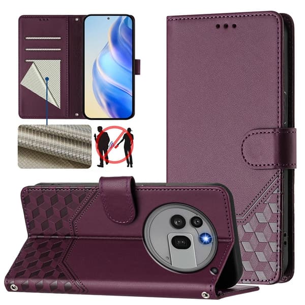 Nothing Phone (3a) Plånboksfodral Imprinted Honeycomb RFID Lila