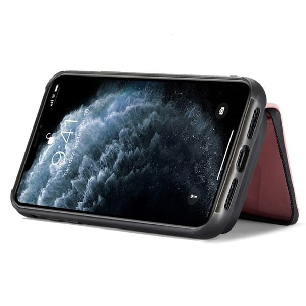 JEEHOOD Mobilskal till iPhone 11 Pro Max Konstläder TPU Magnetisk Rosa