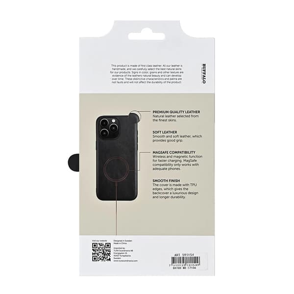 Buffalo Mobilskal till iPhone 16 Pro Max MagSafe Läder - Svart Black