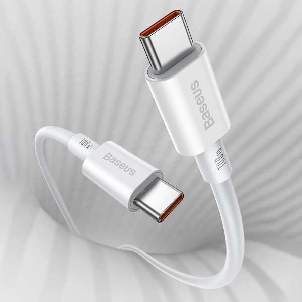 Baseus Superior USB-C till USB-C kabel 100W 5A 20V 1m - Vit Vit
