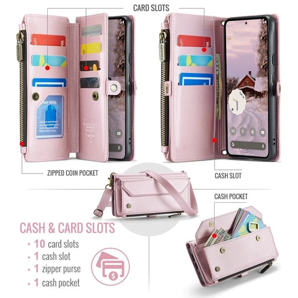 CASEME Plånboksfodral Konstläder för Google Pixel 10 Pro XL - Rosa