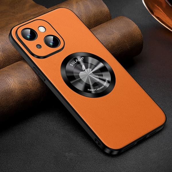 SULADA Mobilskal till iPhone 13 , i PU Läder, Fallskydd - Orange