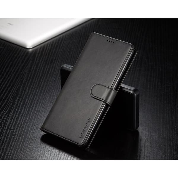 LC.IMEEKE Leather Stand Plånboksfodral för Samsung Galaxy S20 Plus - Svart