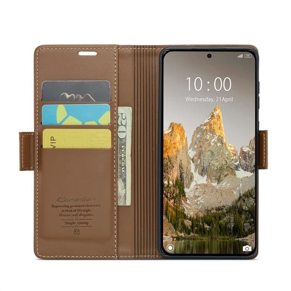 CASEME Xiaomi 14T Plånboksfodral Konstläder RFID-Skydd 3 Kortfack - Brun