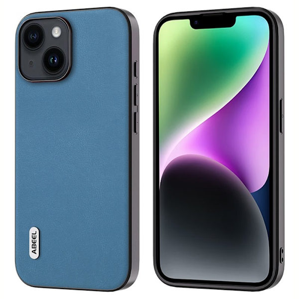 ABEEL Mobilskal till iPhone 14 TextuRöd PU Leather+TPU Blå