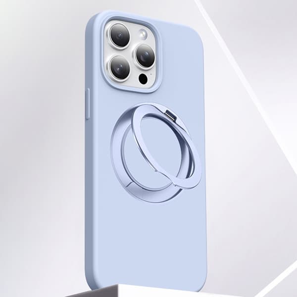 Mobilskal till iPhone 16 Pro MagSafe Silikon Roterande Kickstand - Blå Blå