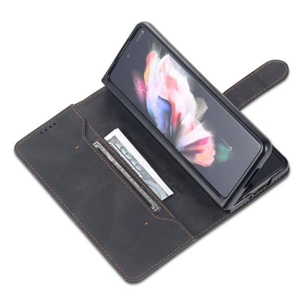 AZNS Samsung Galaxy Z Fold3 Plånboksfodral Konstläder - Svart