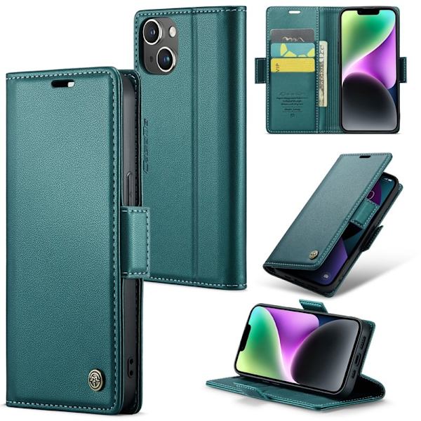 CASEME Plånboksfodral Konstläder för iPhone 14 Plus - Grön