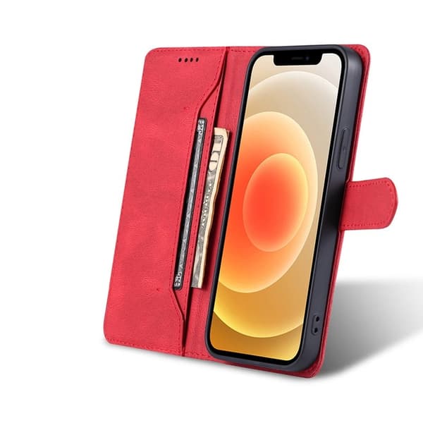 AZNS iPhone 13 Konstläder Plånboksfodral - Stöttåligt och Repbeständigt - Röd