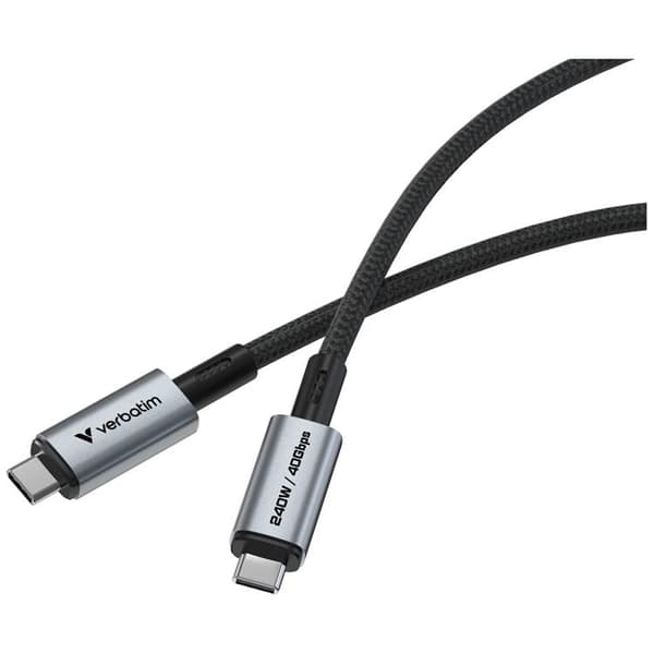 Verbatim USB-C Till USB-C 240W Kabel 120cm 40Gb/s Sync & Charge Svart