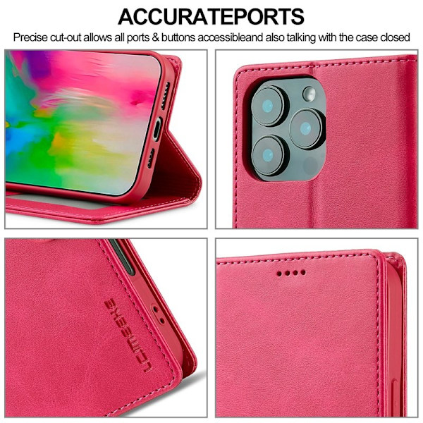 LC.IMEEKE iPhone 16 Pro Max Plånboksfodral Konstläder - Rosa